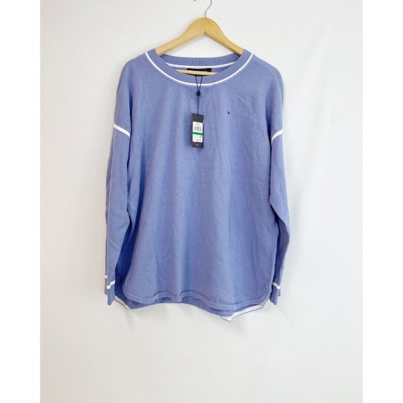 TOMMY HILFIGER Round Hem Crewneck Pullover Sweater In English Manor Color Size L - Picture 2 of 6